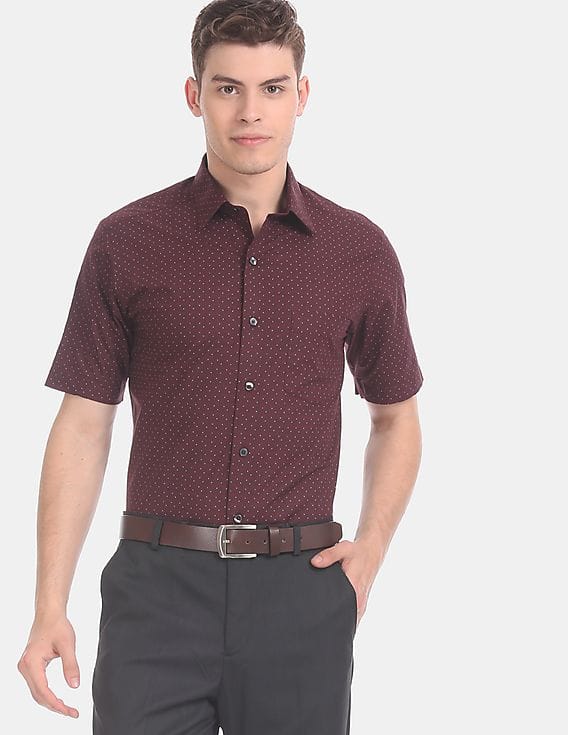 Buy Arrow Red Printed Regular Fit 