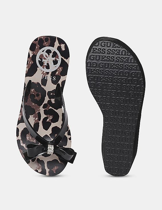 Guess black bow outlet flip flops