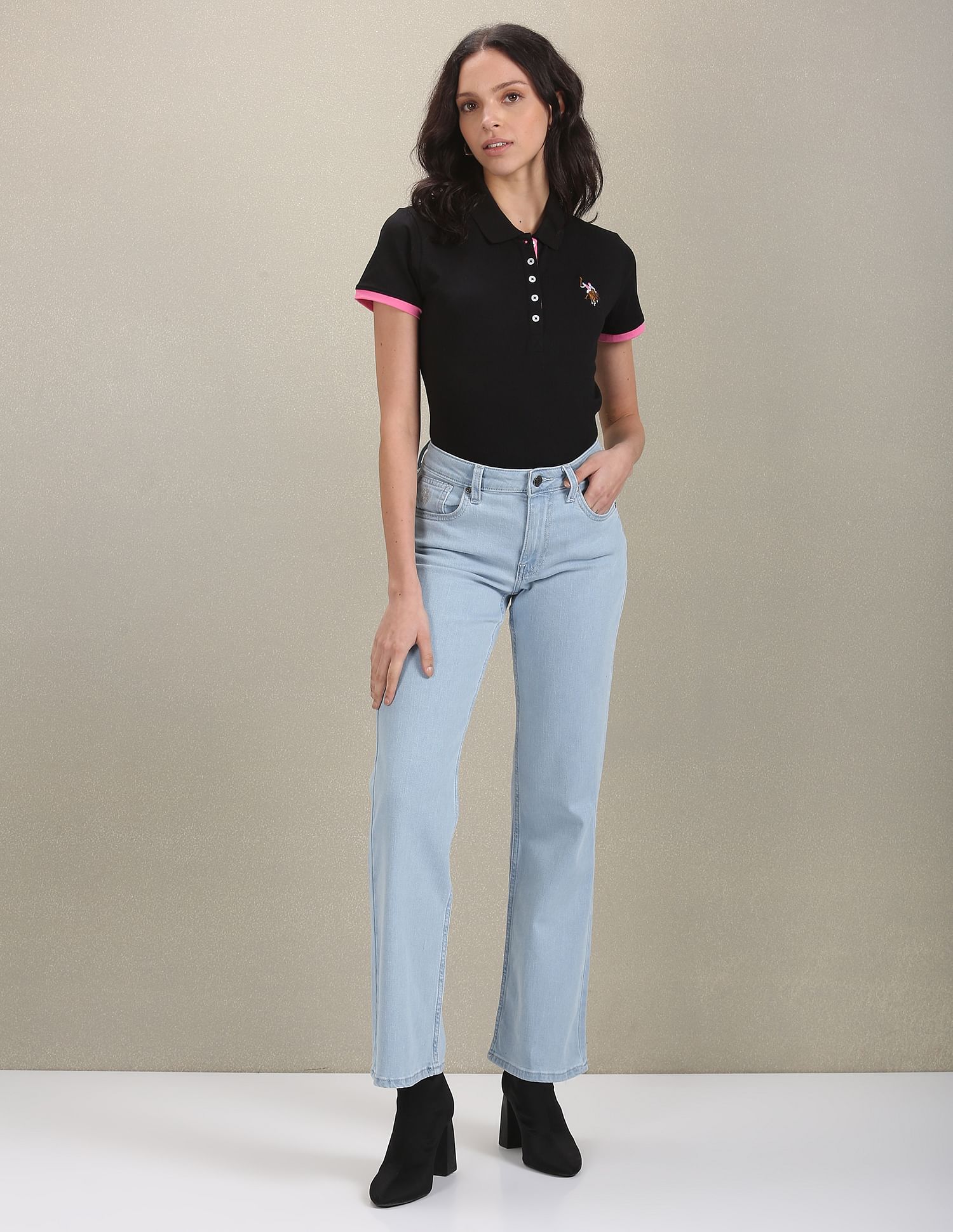 U.S. Polo Assn. Women Mid Rise Boot Cut Jeans