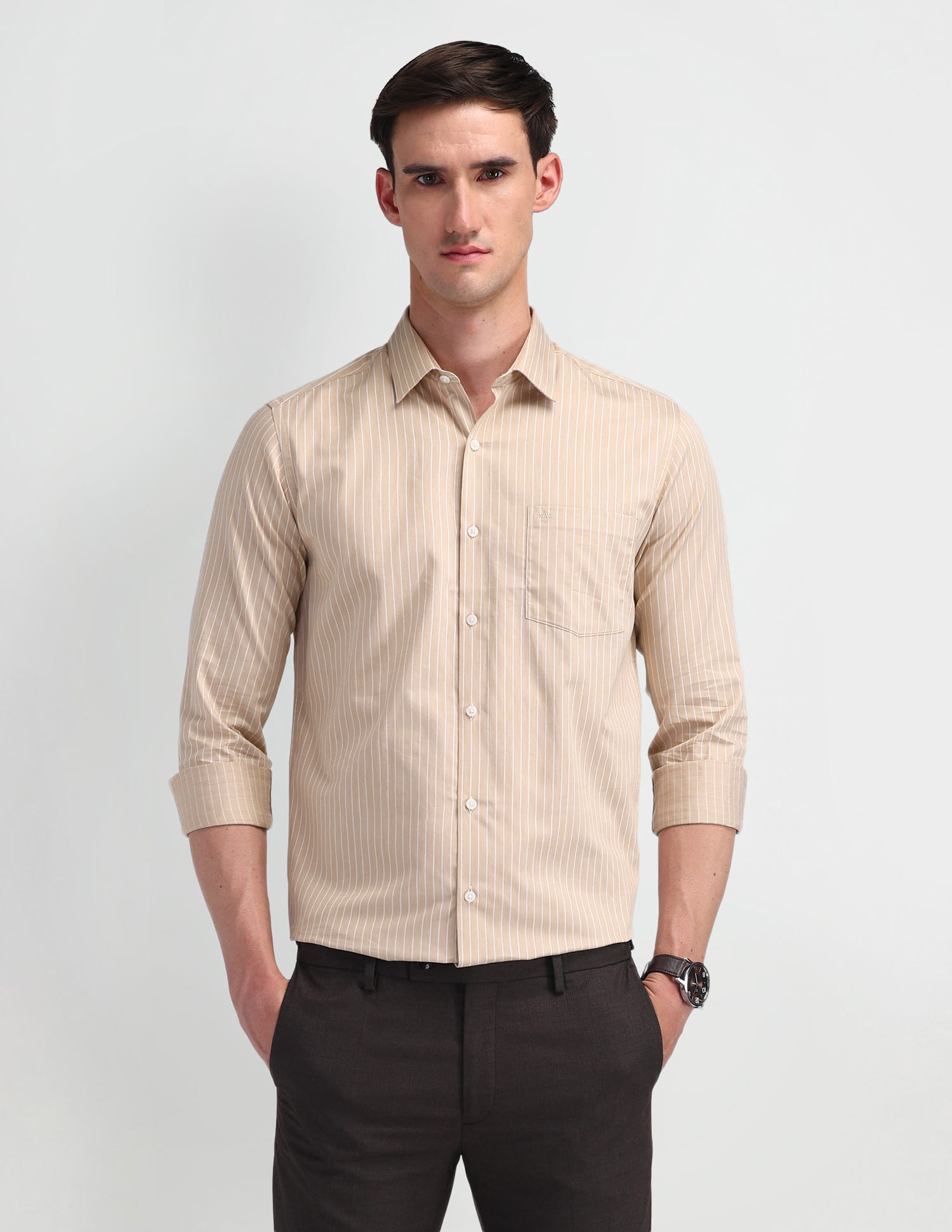 Buy Arrow Pinstriped Cotton Shirt - NNNOW.com