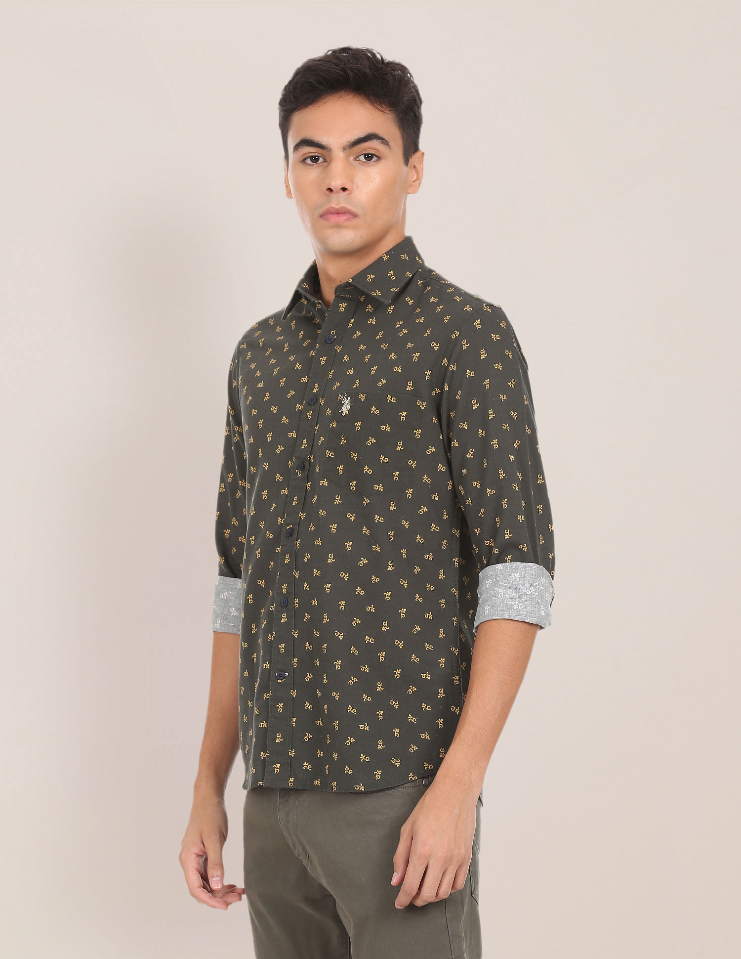 U.S. Polo Assn. Spread Collar Printed Casual Shirt