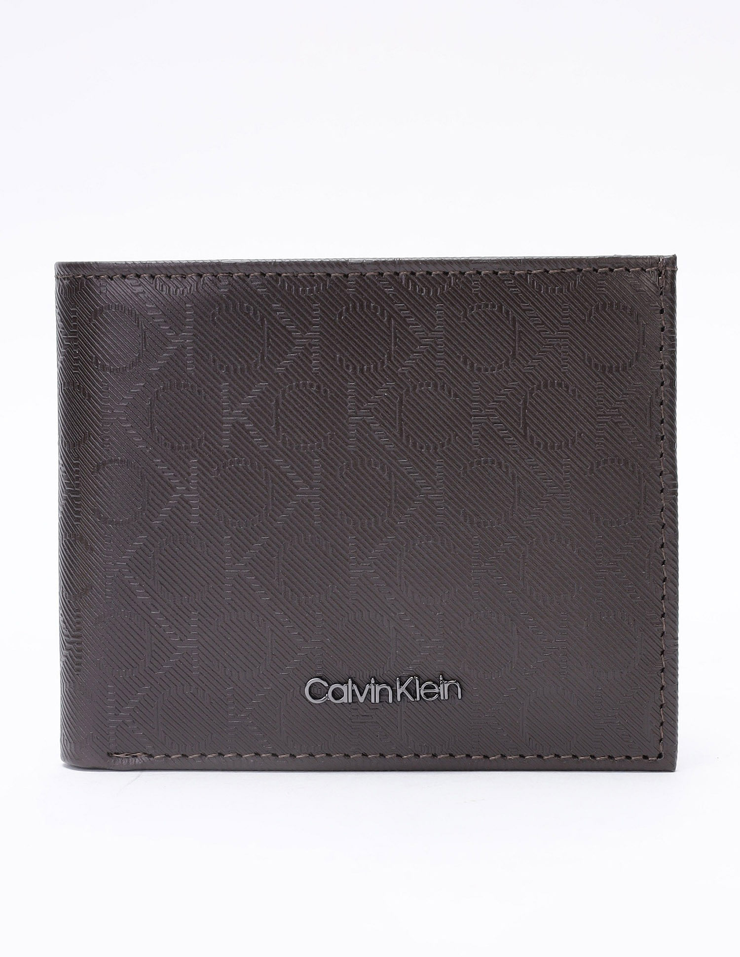 Calvin Klein Logo Brown Leather Bi-Fold Wallet