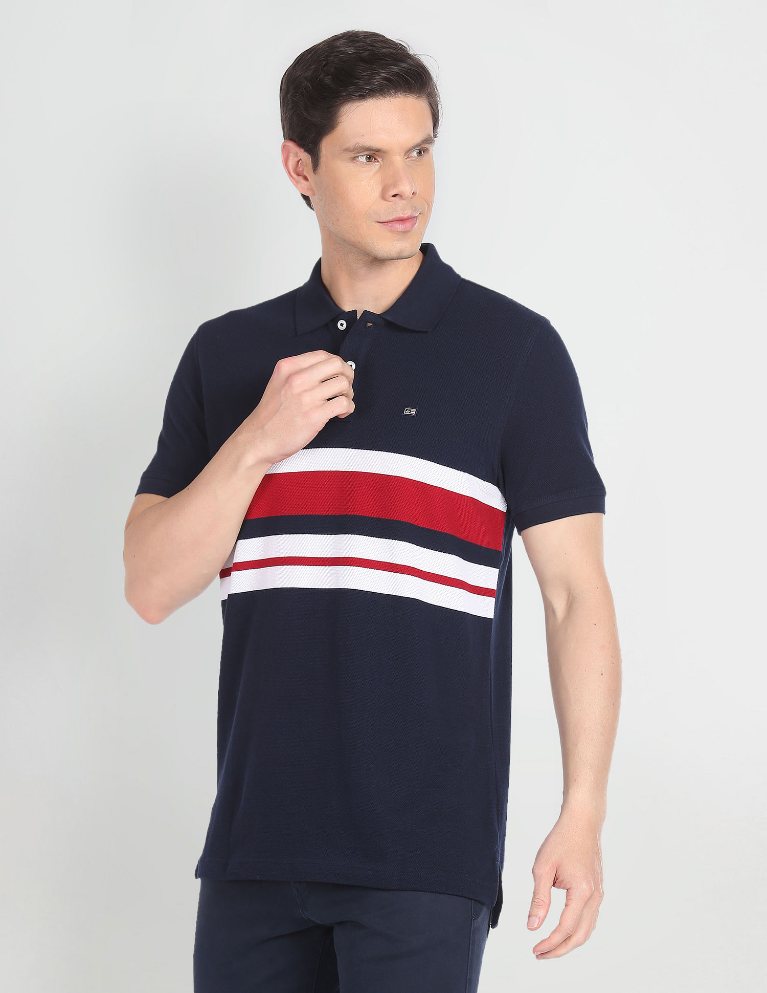 Arrow Sports Compact Cotton Horizontal Stripe Polo Shirt