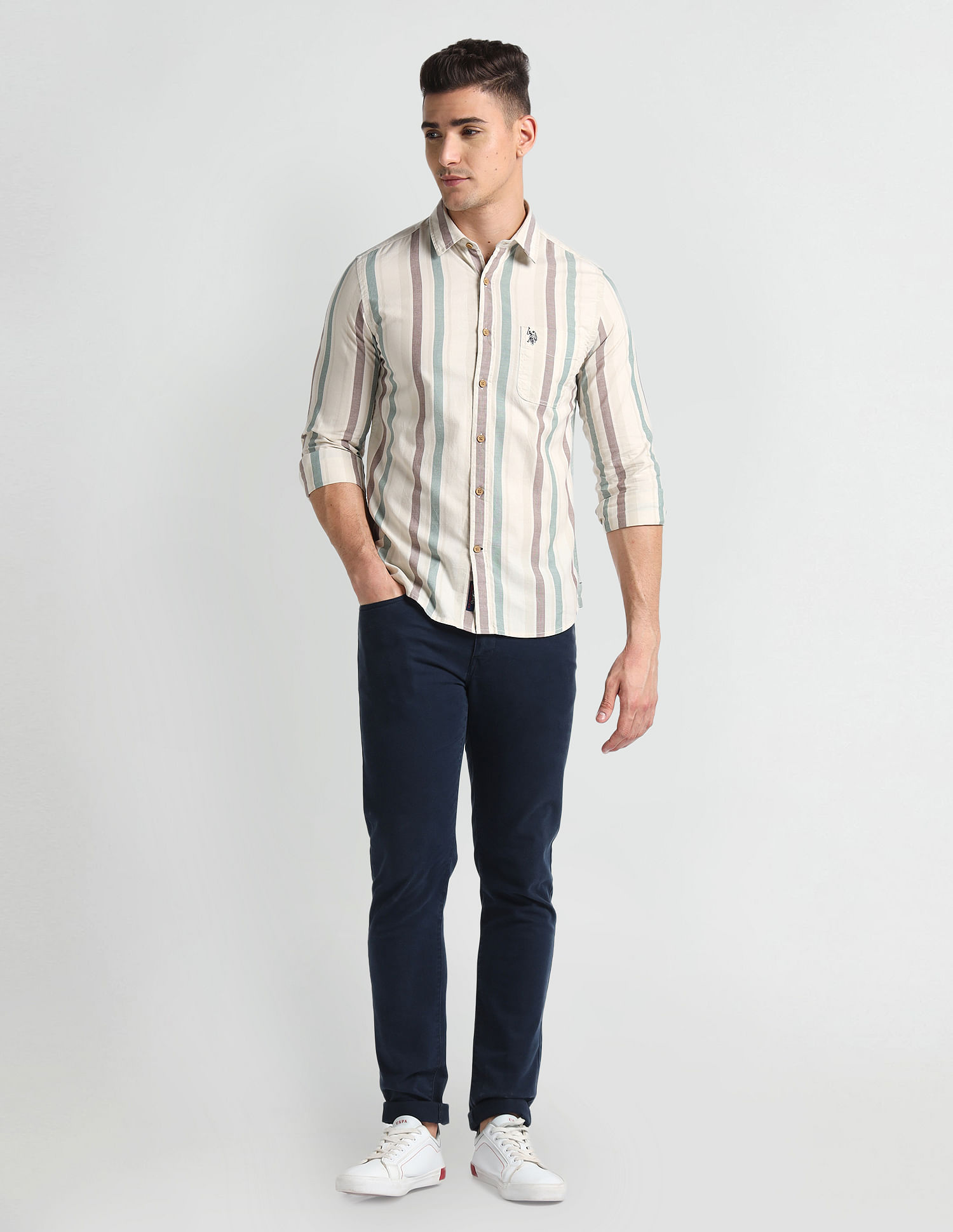 U.S. Polo Assn. Denim Co. Vertical Stripe Slim Fit Shirt