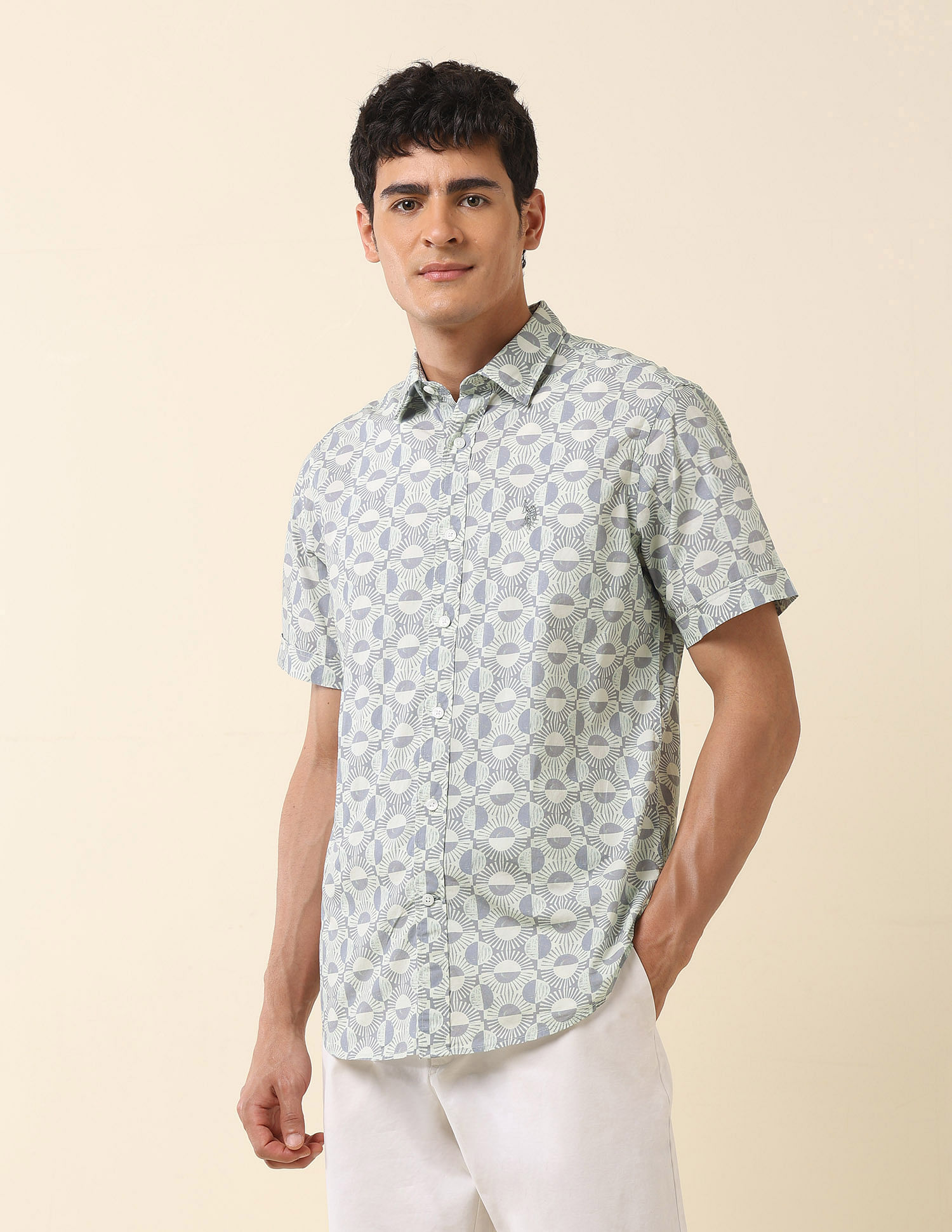 U.S. Polo Assn. Tailored Fit Geometric Printed Shirt