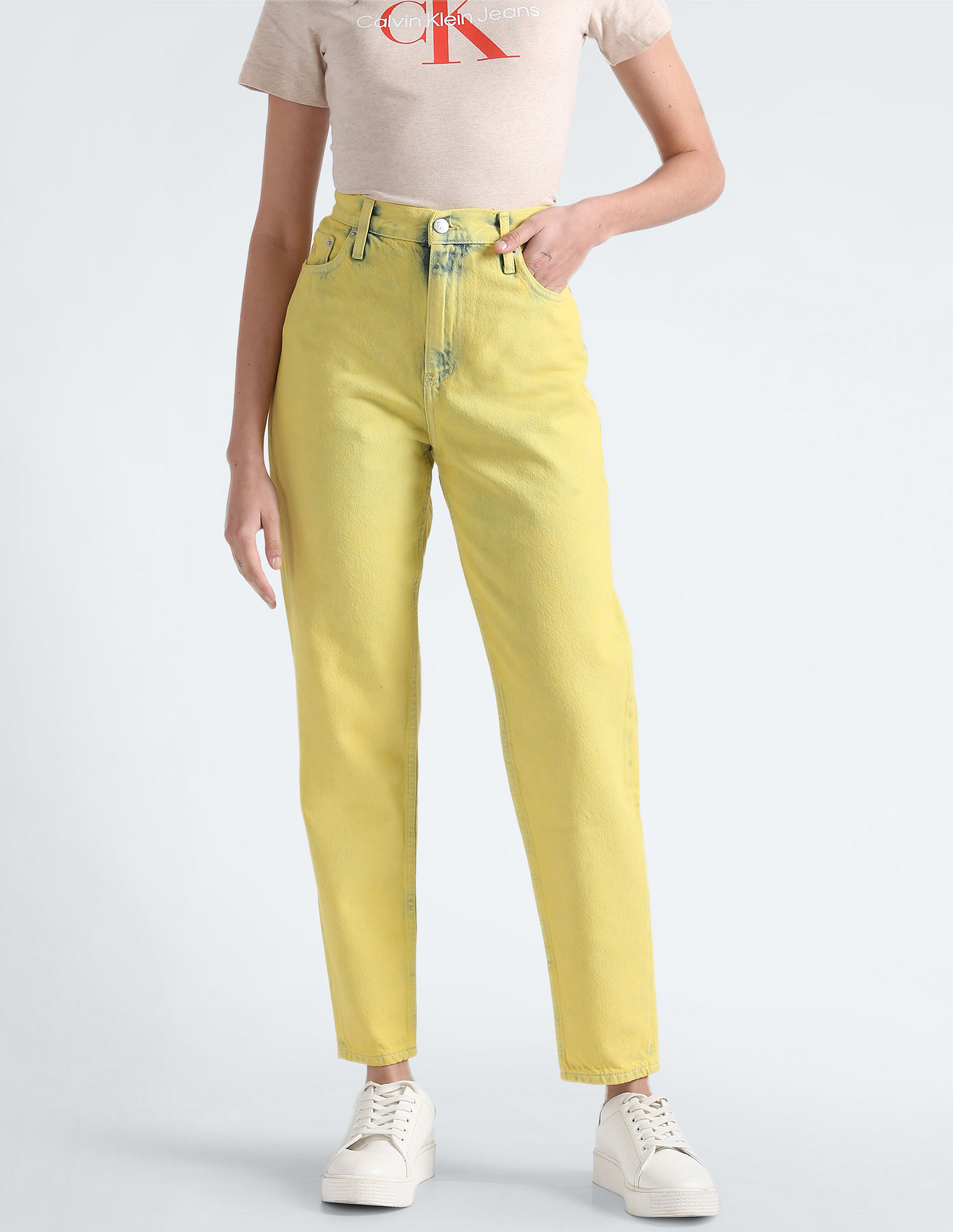 Calvin klein yellow pants best sale