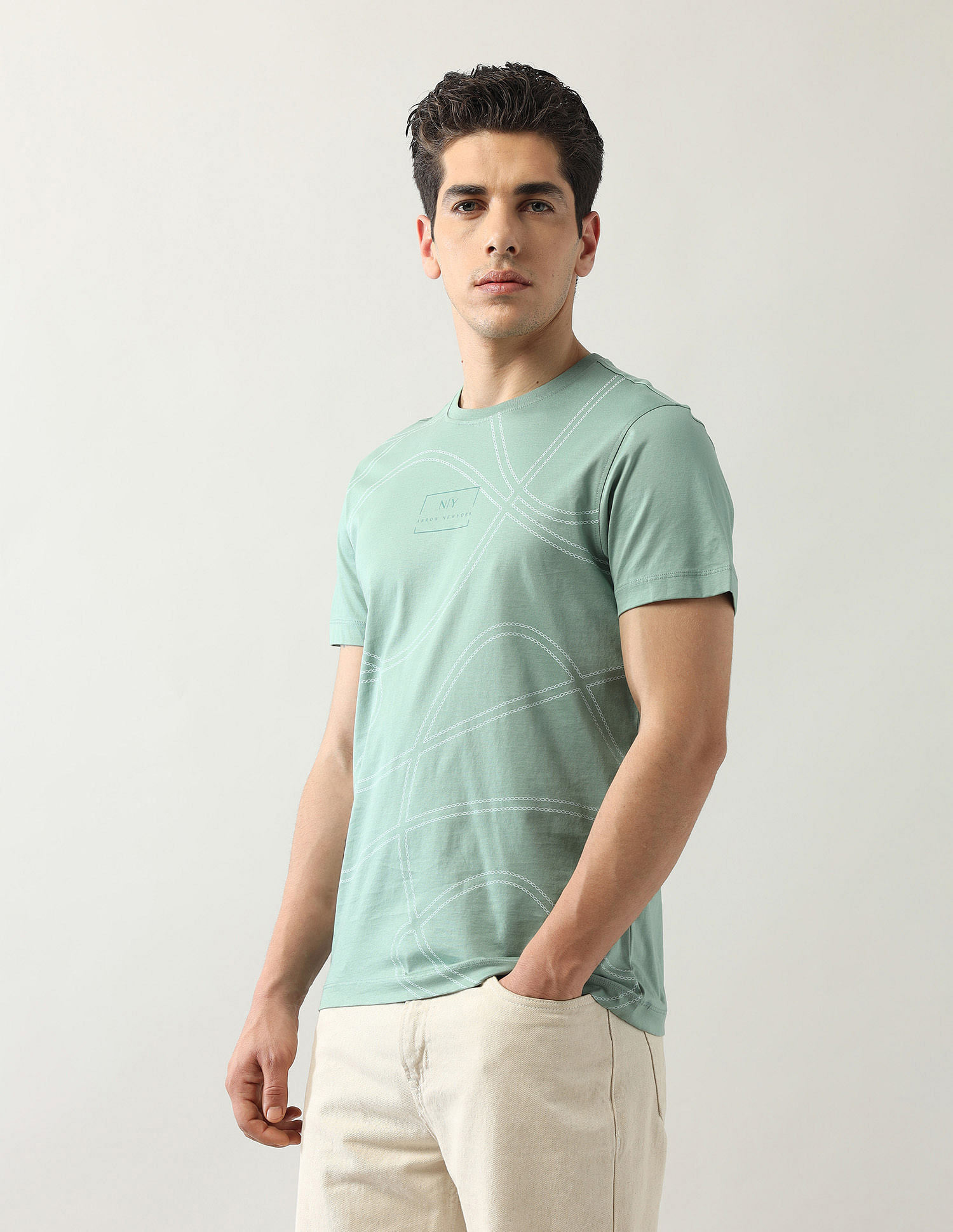 Arrow Newyork Abstract Printed Regular Fit T-Shirt