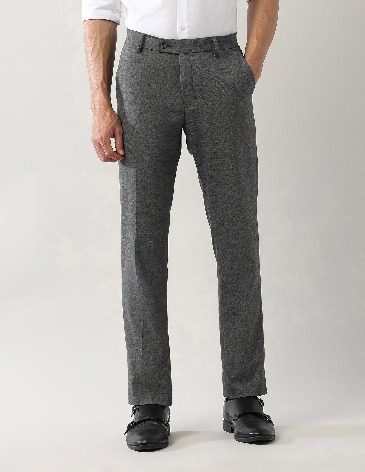 Arrow Solid Regular Fit Trousers