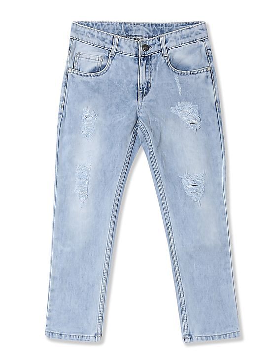FM Boys Skinny Fit Distressed Jeans