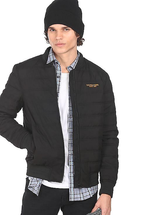 U.S. Polo Assn. Stand Collar Full Zip Solid Bomber Jacket