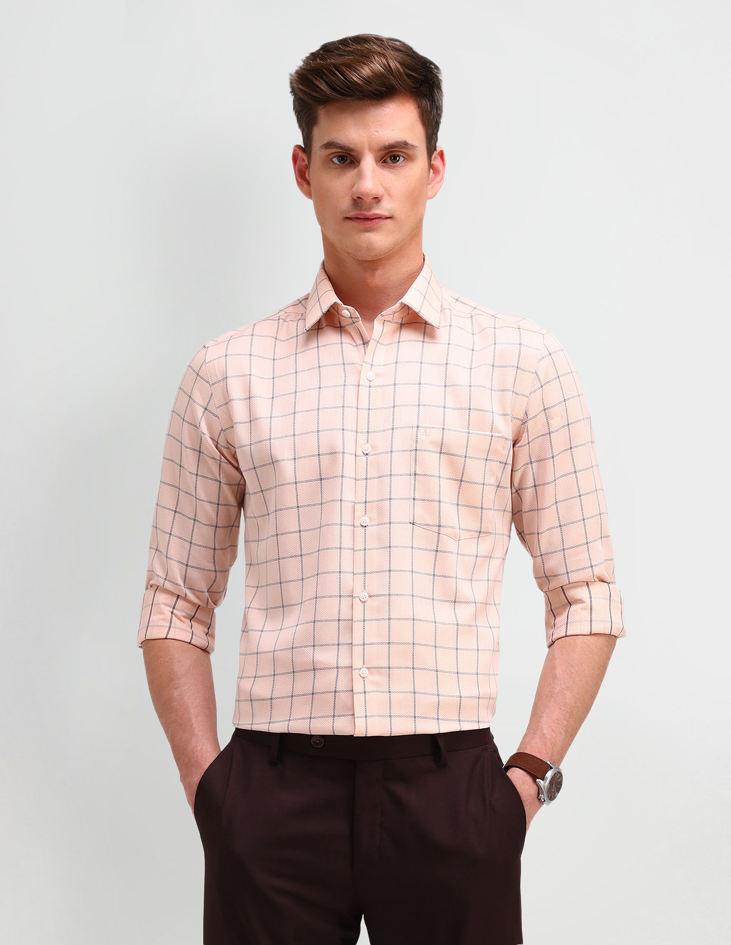 Arrow Slim Fit Windowpane Checked Shirt