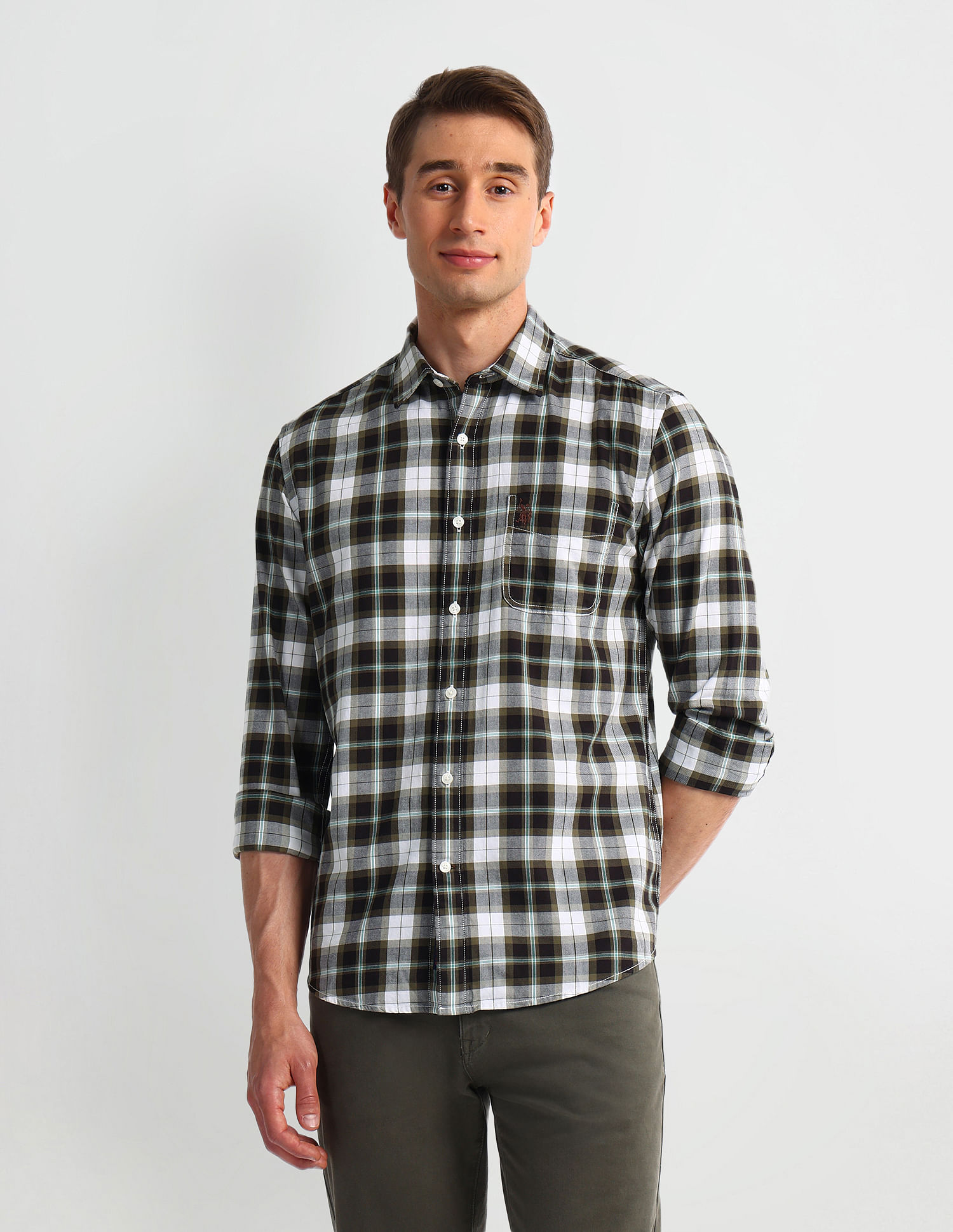 U.S. Polo Assn. Denim Co. Plaid Checked Slim Fit Shirt