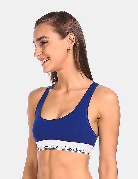 Buy Calvin Racerback Bralette Modern Blue Klein Women Cotton Unlined Underwear