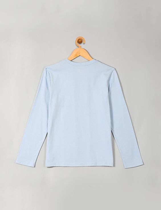 T-shirt Manches Longues Gap Garçon - Blanc Et Bleu - Taille 10-11 Ans