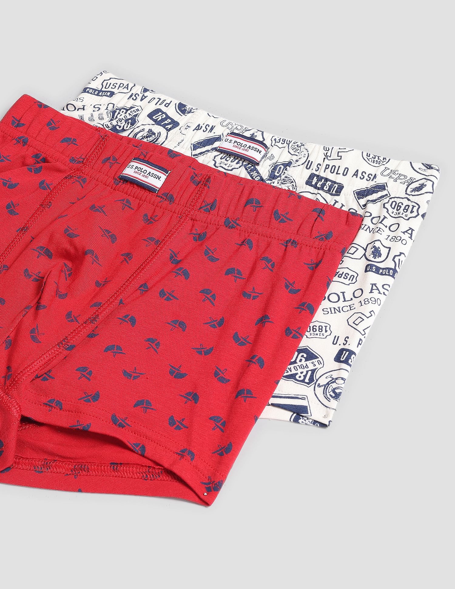 USPA Innerwear Boys Mid Rise Cotton Spandex OKT01 Trunks - Pack Of 2
