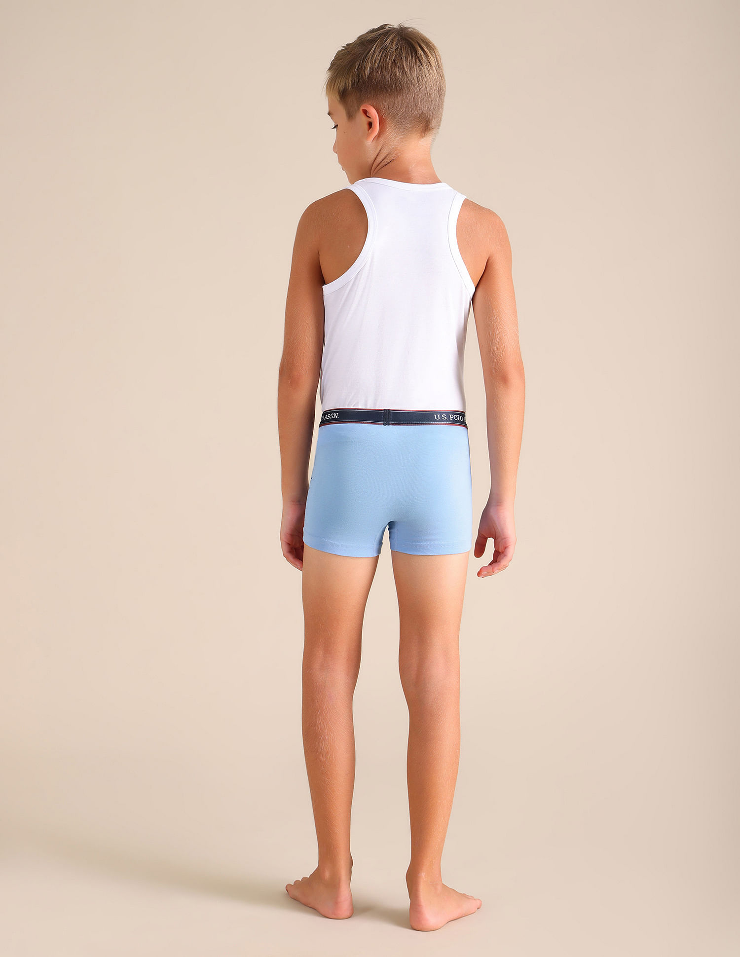 USPA Innerwear Boys Solid Cotton Spandex EKT03 Trunks - Pack Of 2