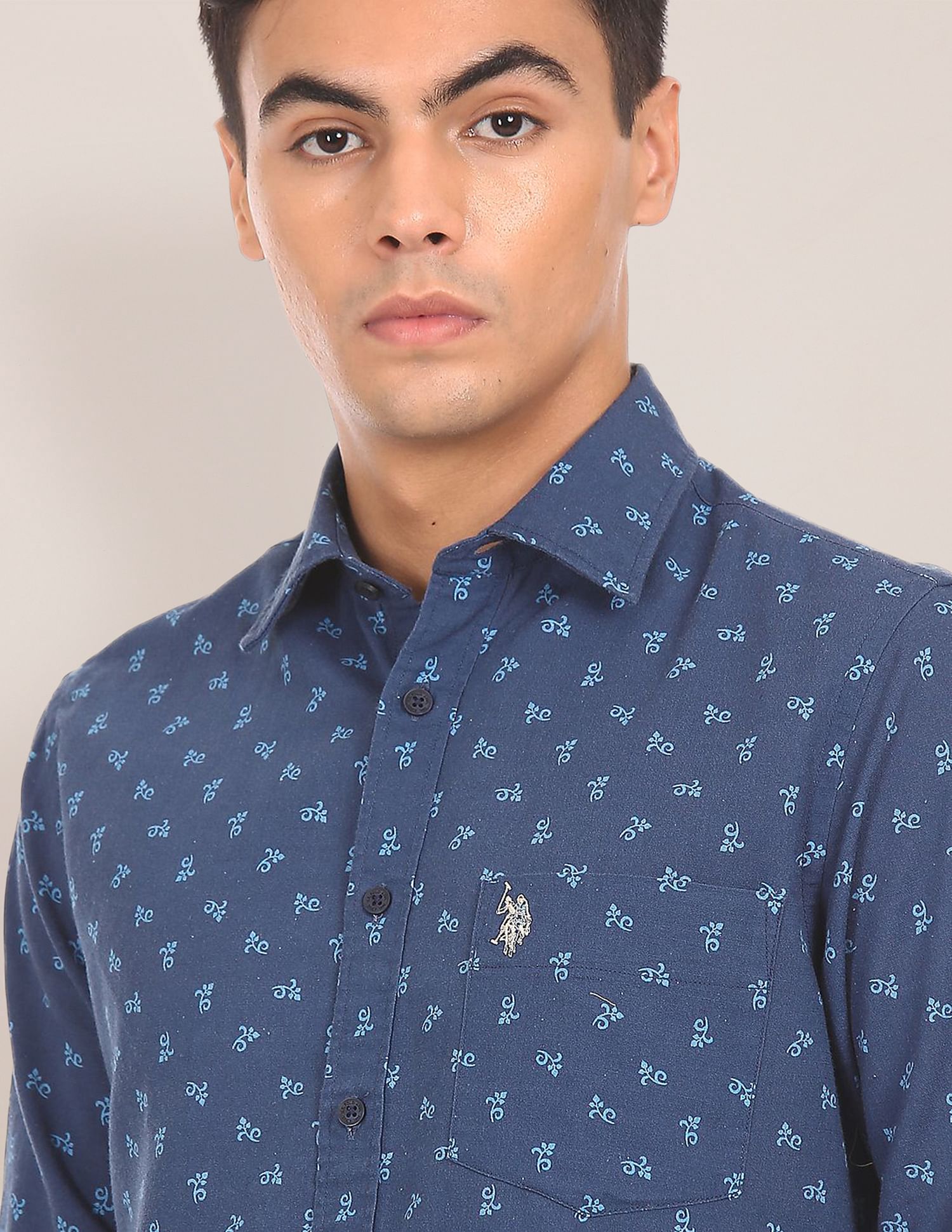 U.S. Polo Assn. Spread Collar Printed Casual Shirt