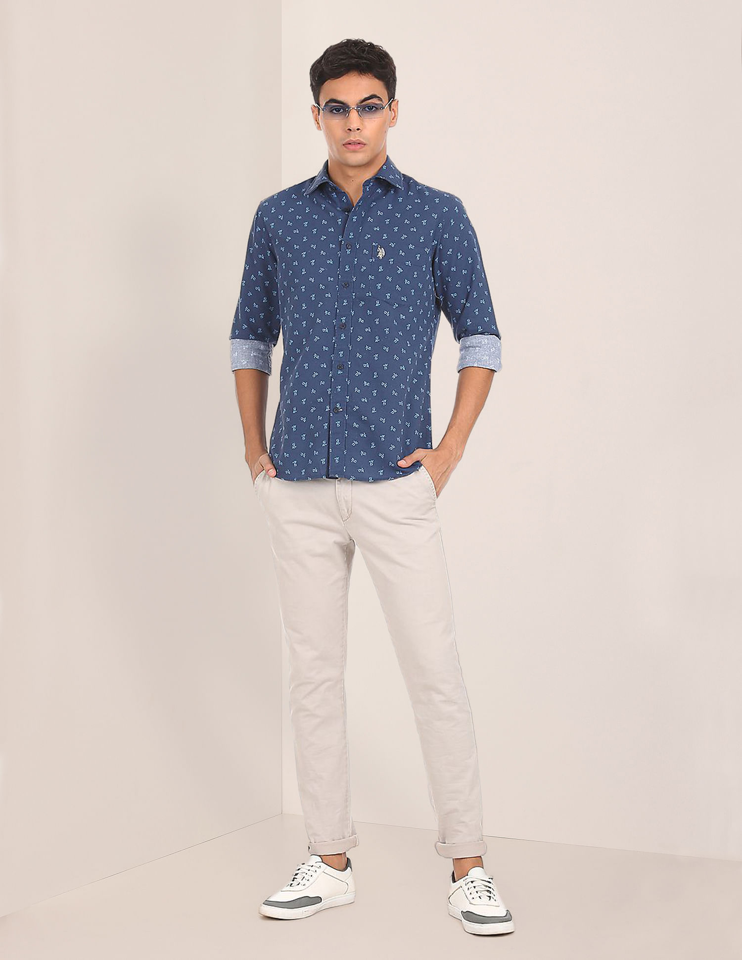 U.S. Polo Assn. Spread Collar Printed Casual Shirt