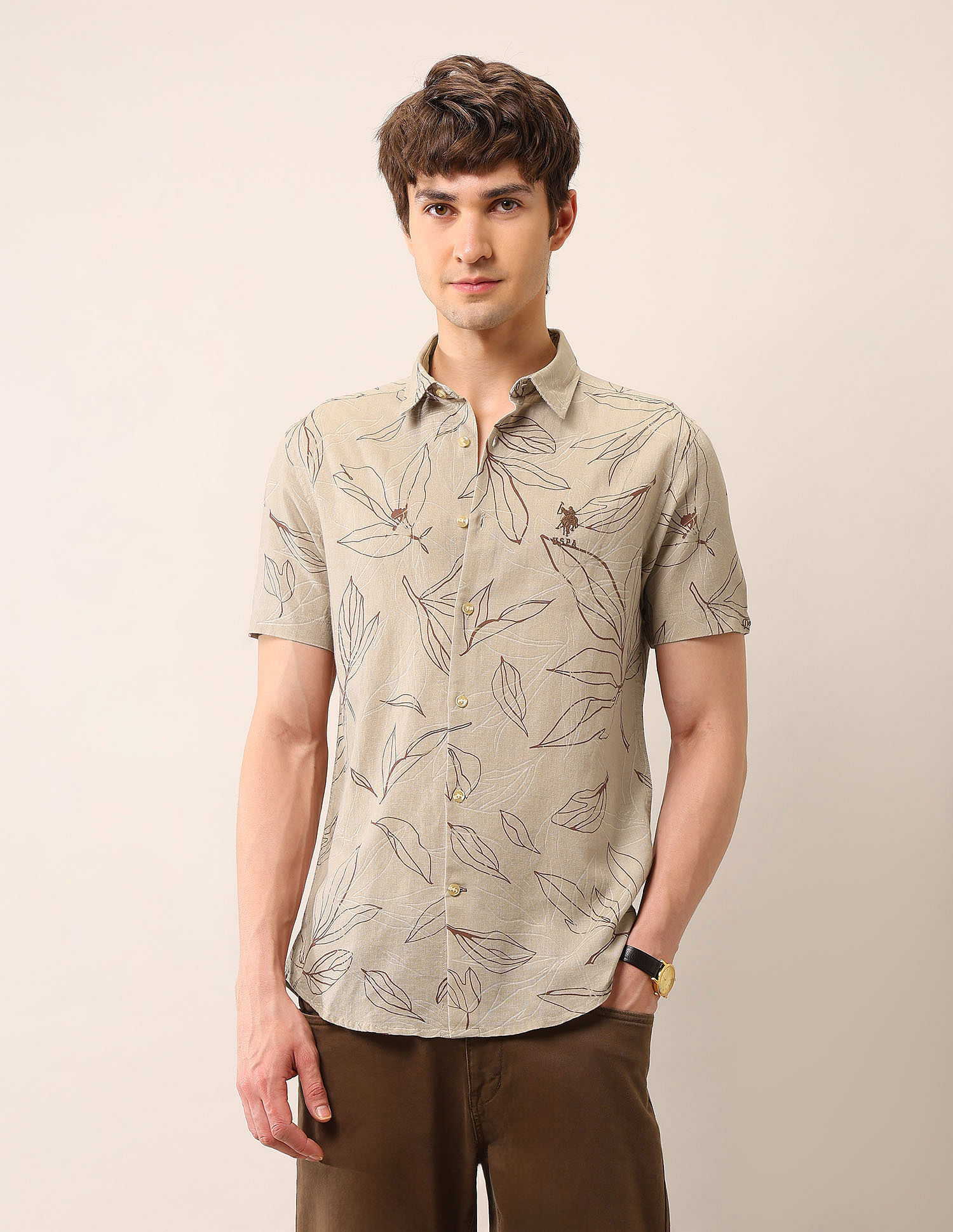 U.S. Polo Assn. Denim Co. Tropical Printed Regular Fit Shirt