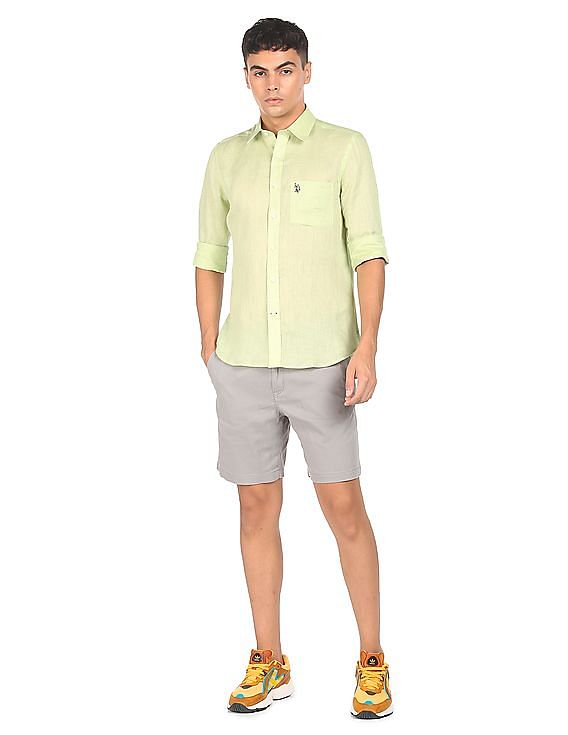 U.S. Polo Assn. Spread Collar Linen Casual Shirt
