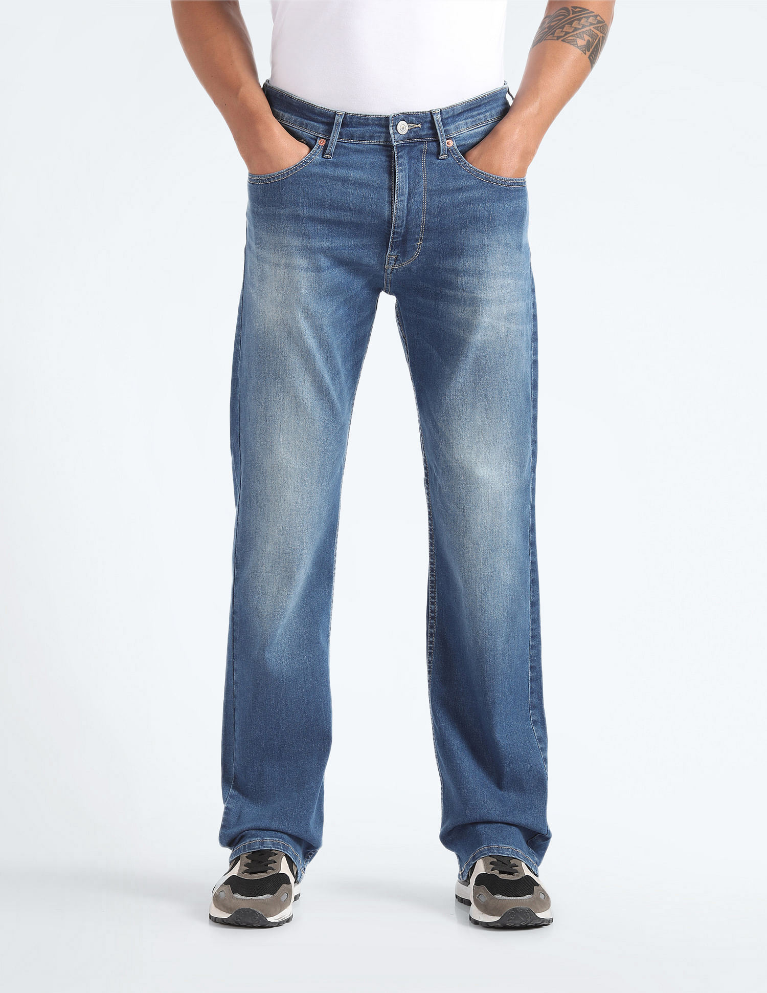 Flying Machine Bruce Relax Bootcut Fit Whiskered Jeans