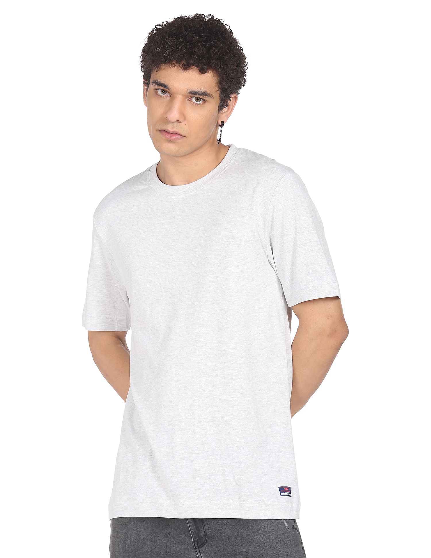 Flying Machine Ribbed Neck Heathered T-Shirt