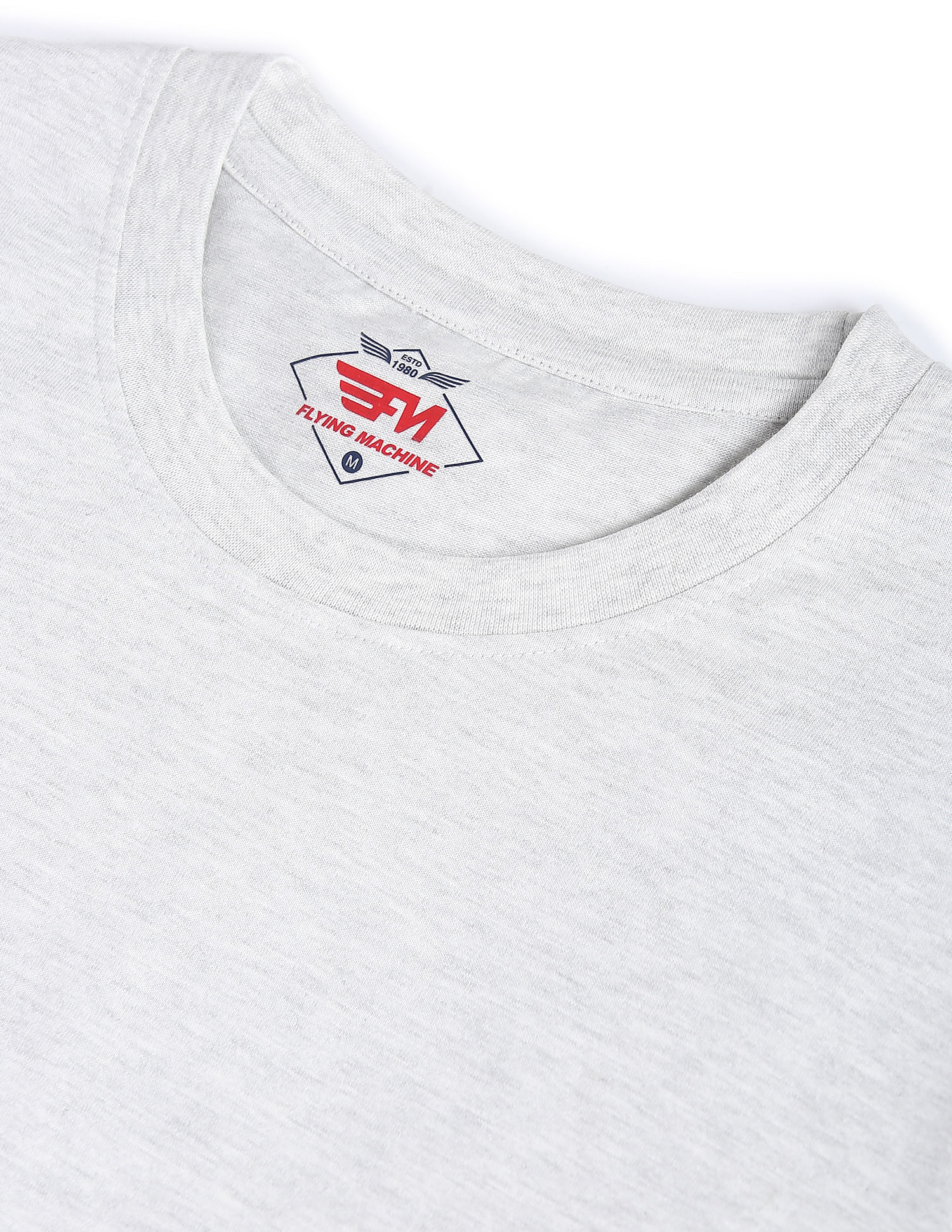Flying Machine Ribbed Neck Heathered T-Shirt