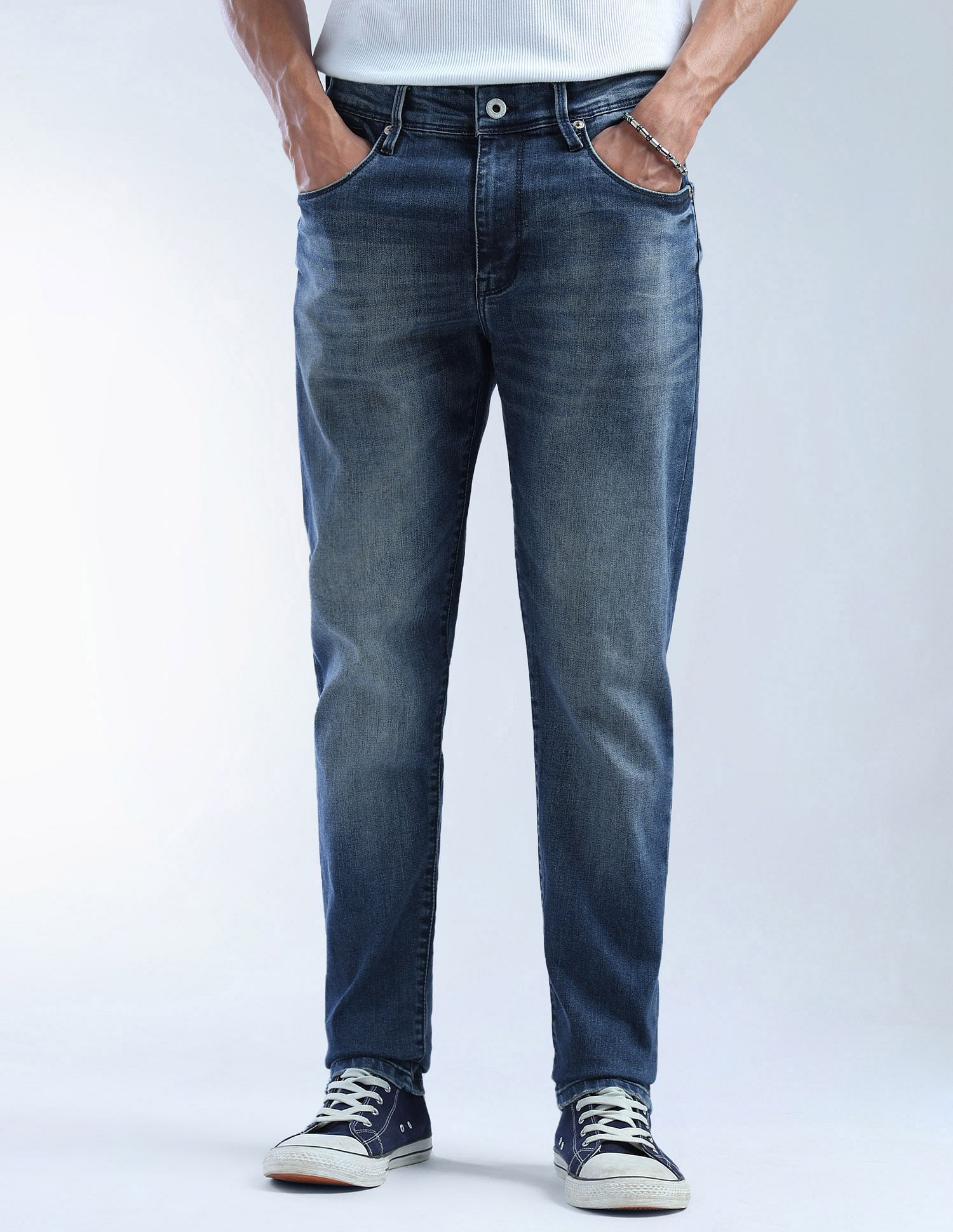 Flying Machine Slash Slim Tapered Fit Whiskered Jeans
