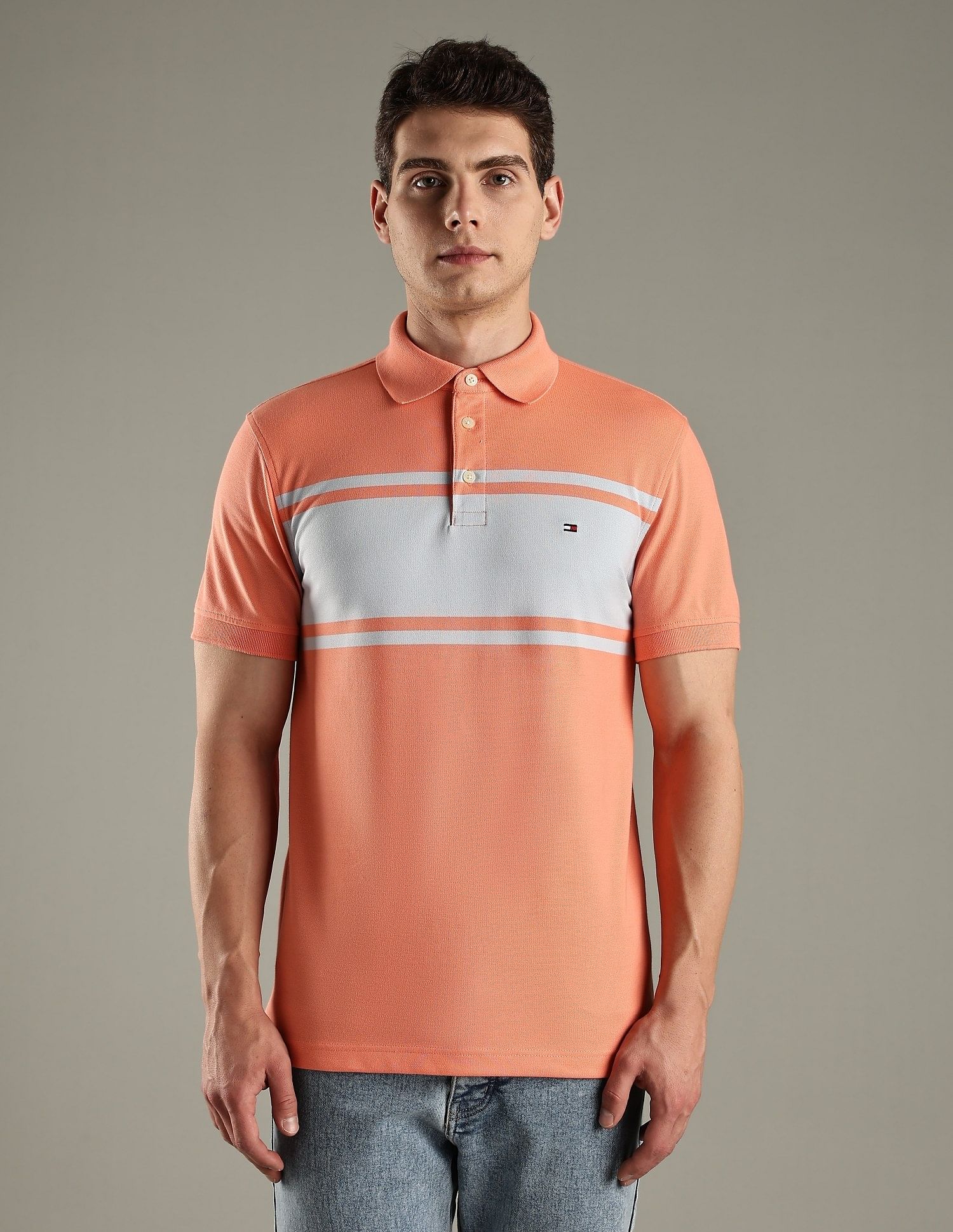 Tommy Hilfiger Striped Slim-Fit Cotton Polo T-Shirt
