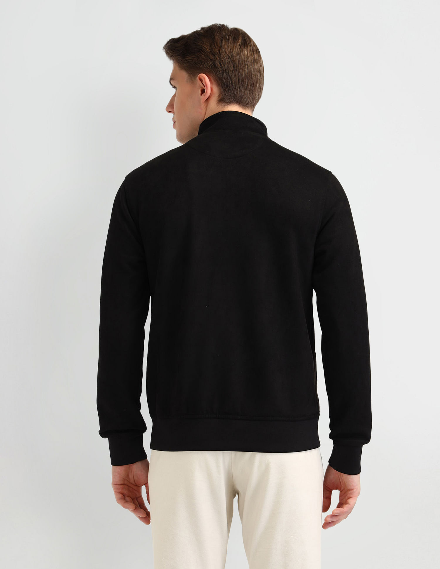 Arrow Sport Solid Regular Fit Knitted Bomber Jacket