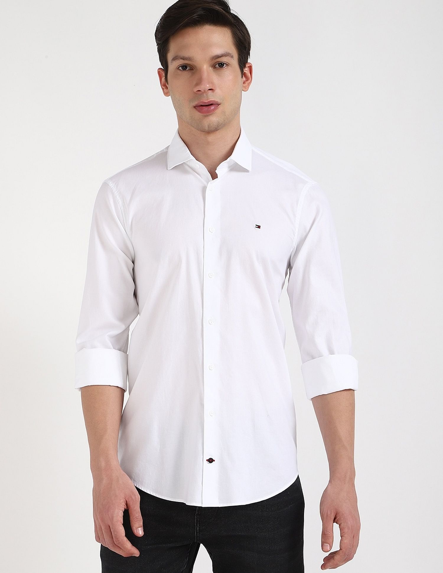 Tommy Hilfiger Logo Solid Regular-Fit Oxford Woven Shirt