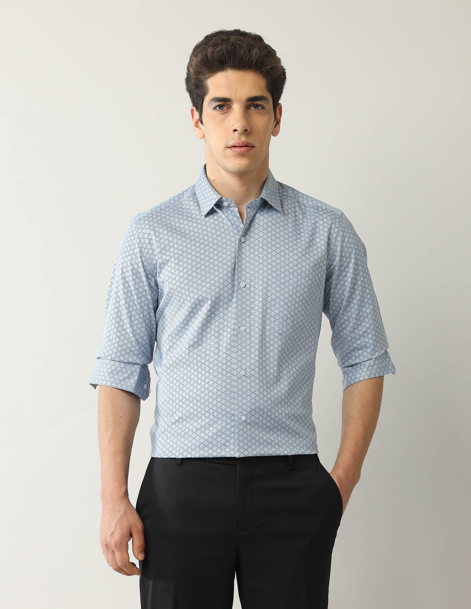 Arrow Geometric Printed Manhattan Slim Fit Shirt