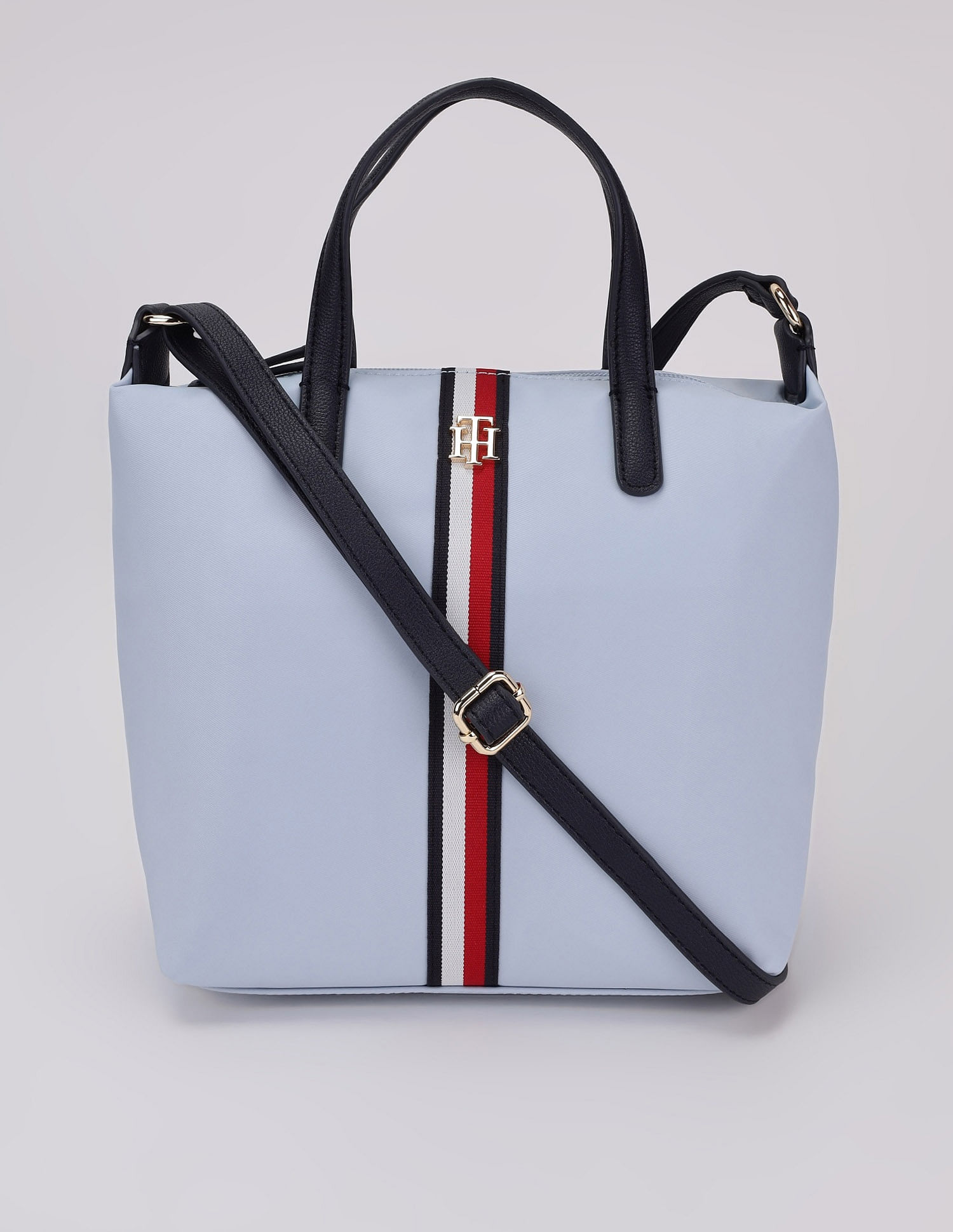 Tommy Hilfiger Solid Blue Nylon Handbag