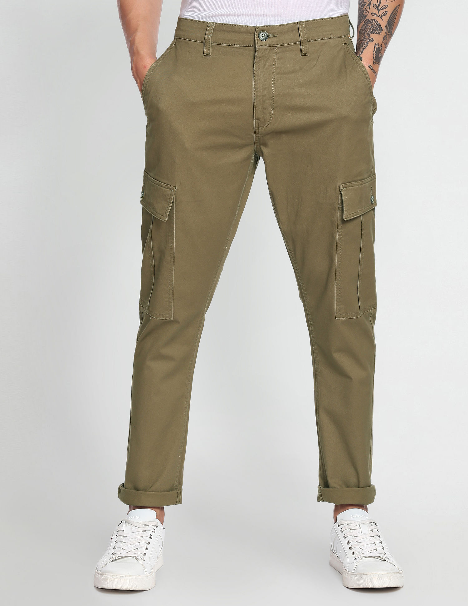 Lowwaisted cargo trousers  Light khaki green  Ladies  HM IN