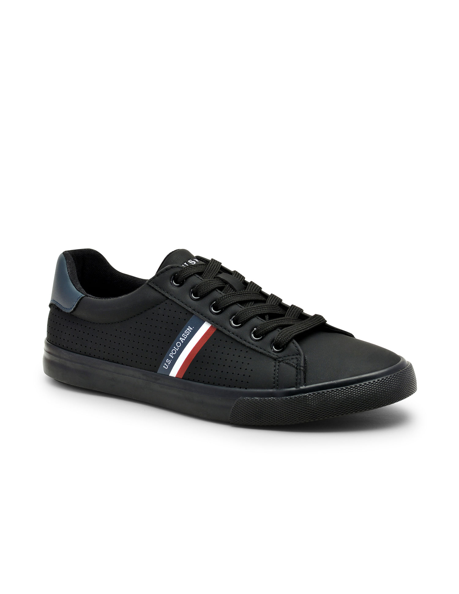 Gucci Black Perforated Leather Web Detail Low Top Sneakers Size 42.5 Gucci  | TLC