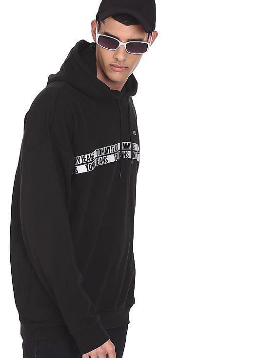 Mens black tommy hilfiger hoodie deals