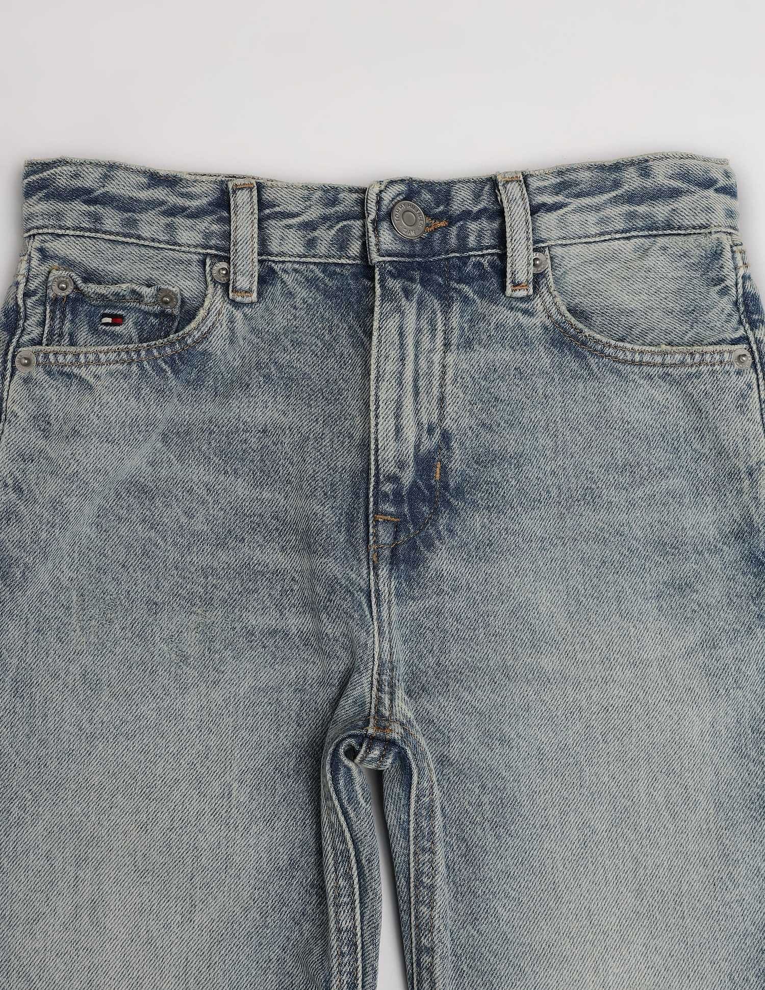 Tommy Hilfiger Kids Boys Mid-Wash Regular-Fit Mid-Rise Jeans