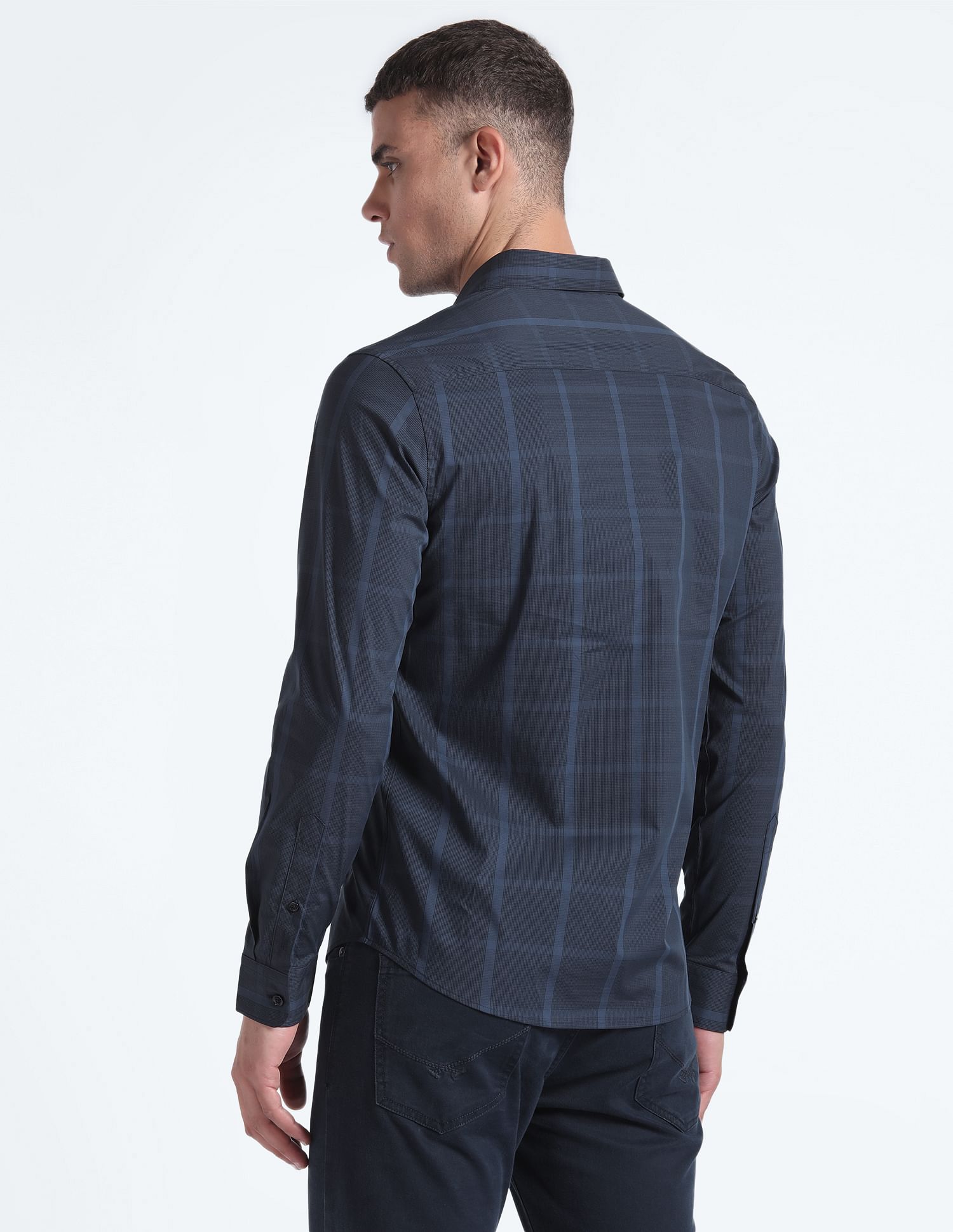Flying Machine Windowpane Check Slim Fit Shirt