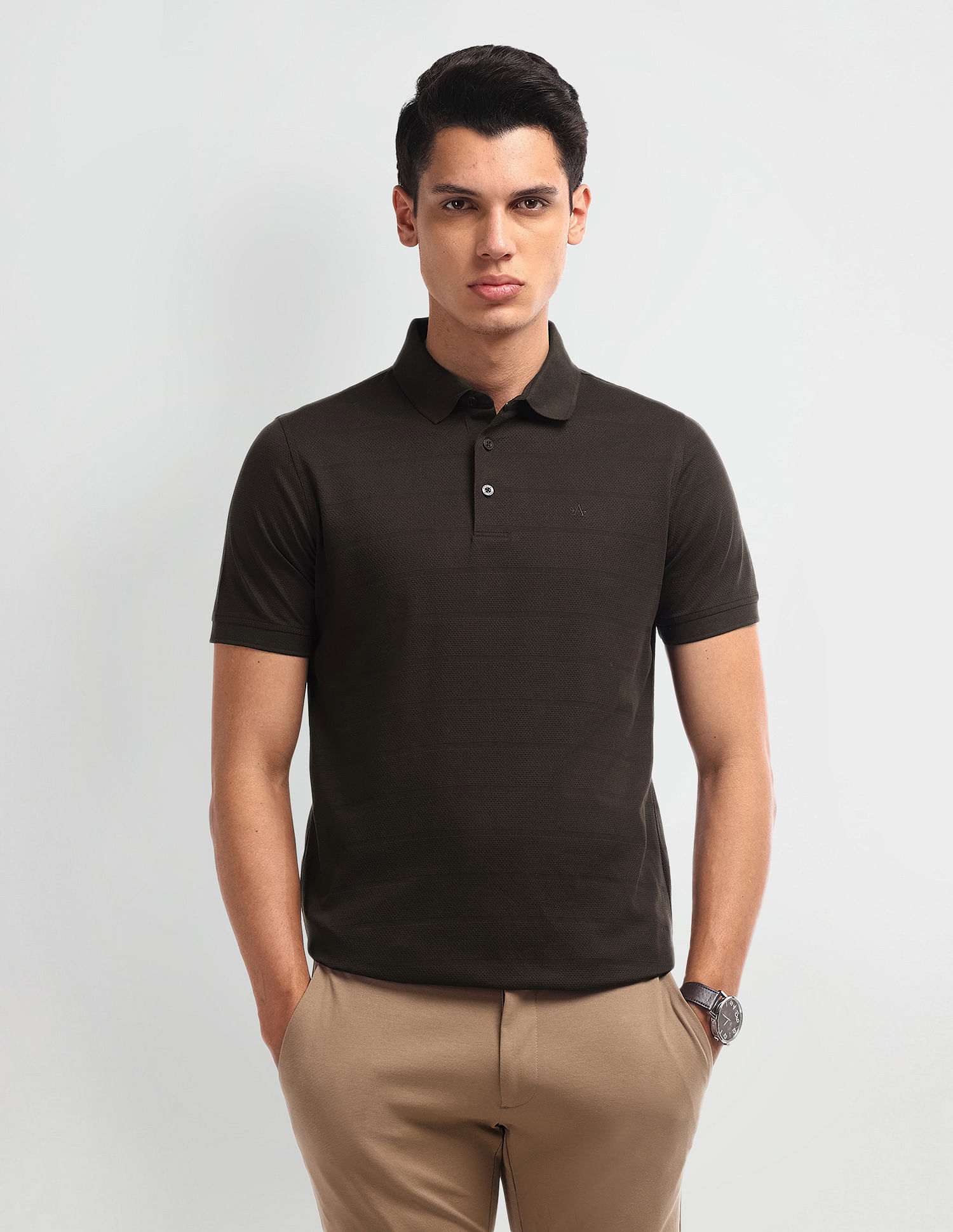 Arrow Horizontal Stripe Cotton Polo Shirt