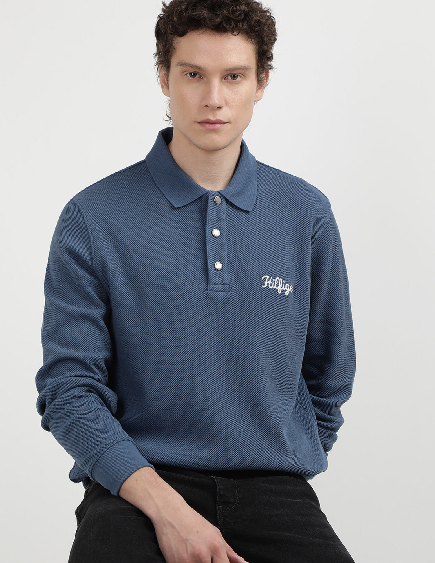 Buy Tommy Hilfiger Chainstitch Long Sleeves Regular Polo Shirt