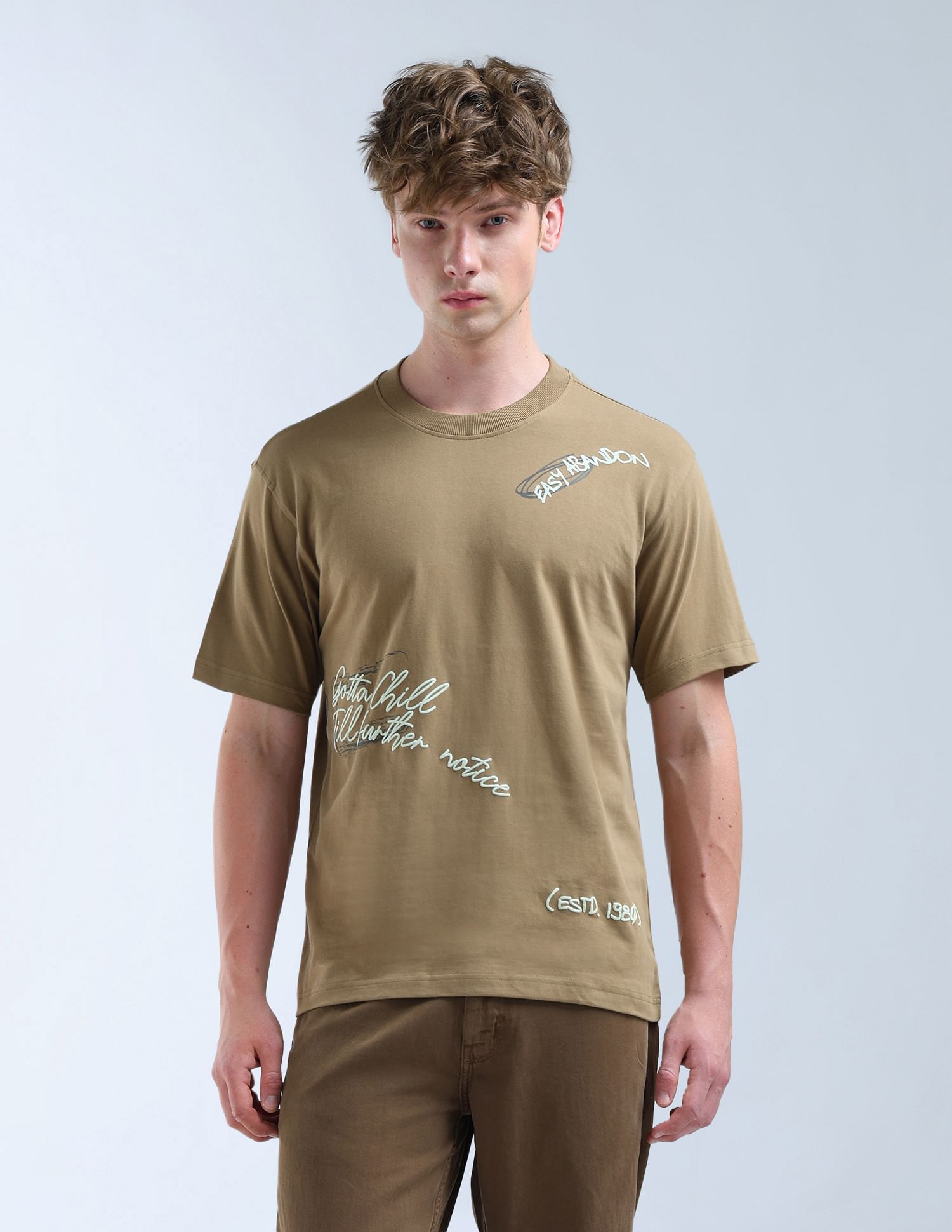 Flying Machine Relaxed Fit Typographic Printed T-Shirt