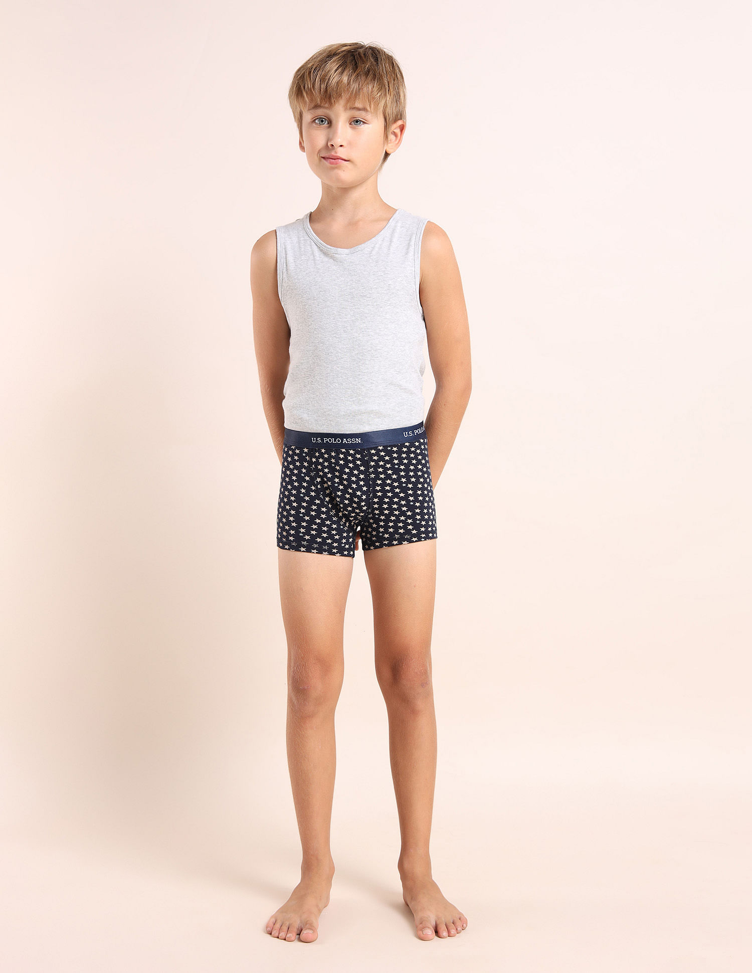 USPA Innerwear Boys Mid Rise Cotton Spandex Trunks - Pack Of 3