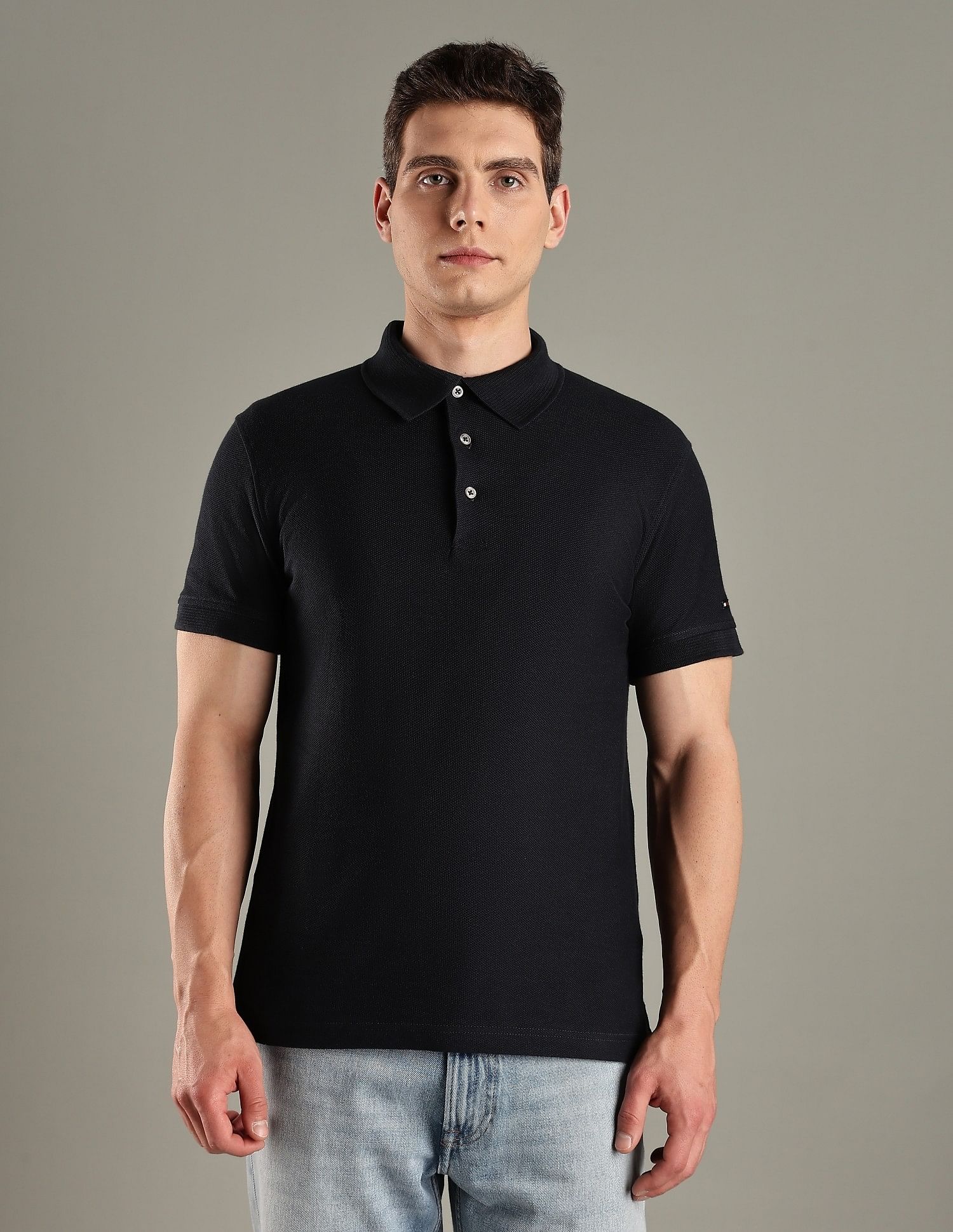 Tommy Hilfiger Solid Slim-Fit Cotton Polo T-Shirt