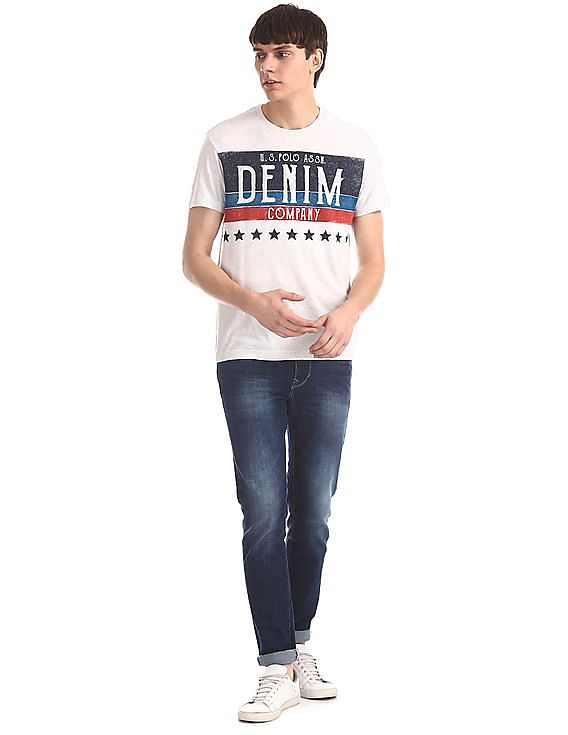U.S. Polo Assn. Denim Co. Grey Crew Neck Distressed Print T-Shirt