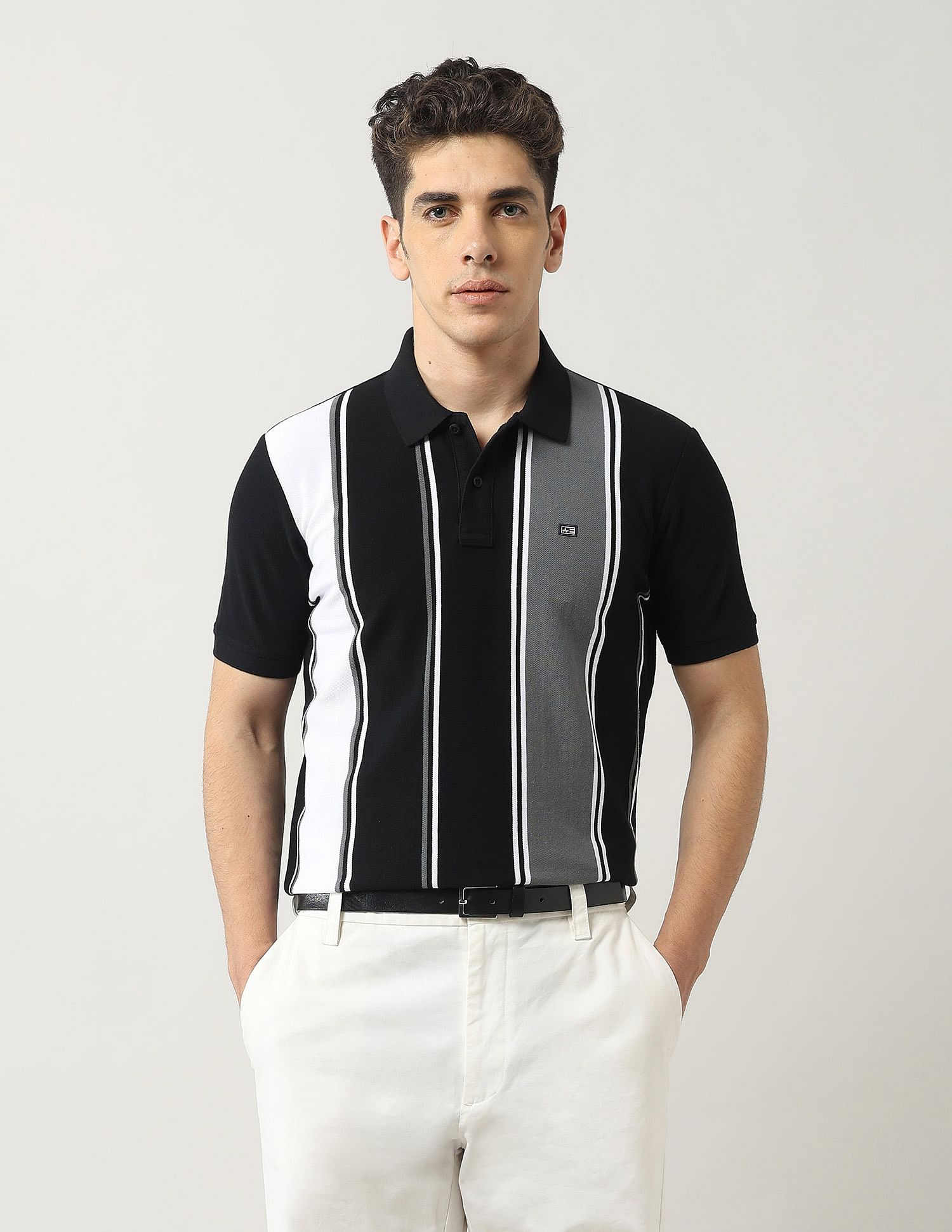 Arrow Sport Vertical Striped Regular Fit Polo Shirt