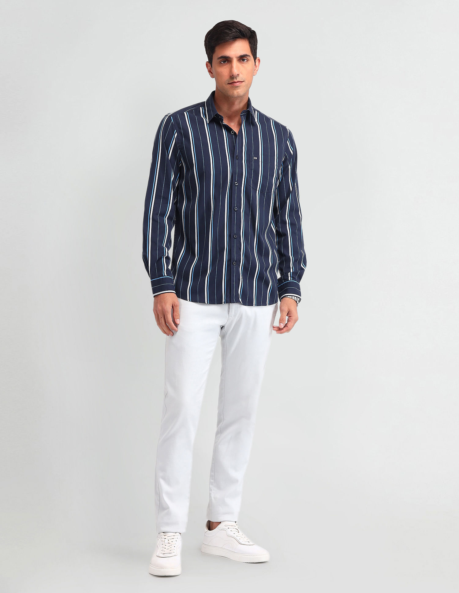 Arrow Sport Vertical Striped Tailored Fit Shirt