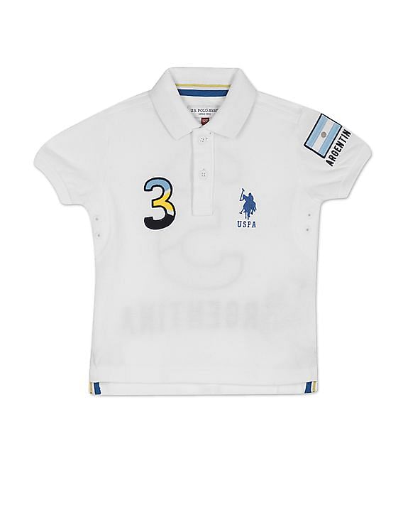 U.S. Polo Assn. Kids Argentina Applique Pure Cotton Polo Shirt