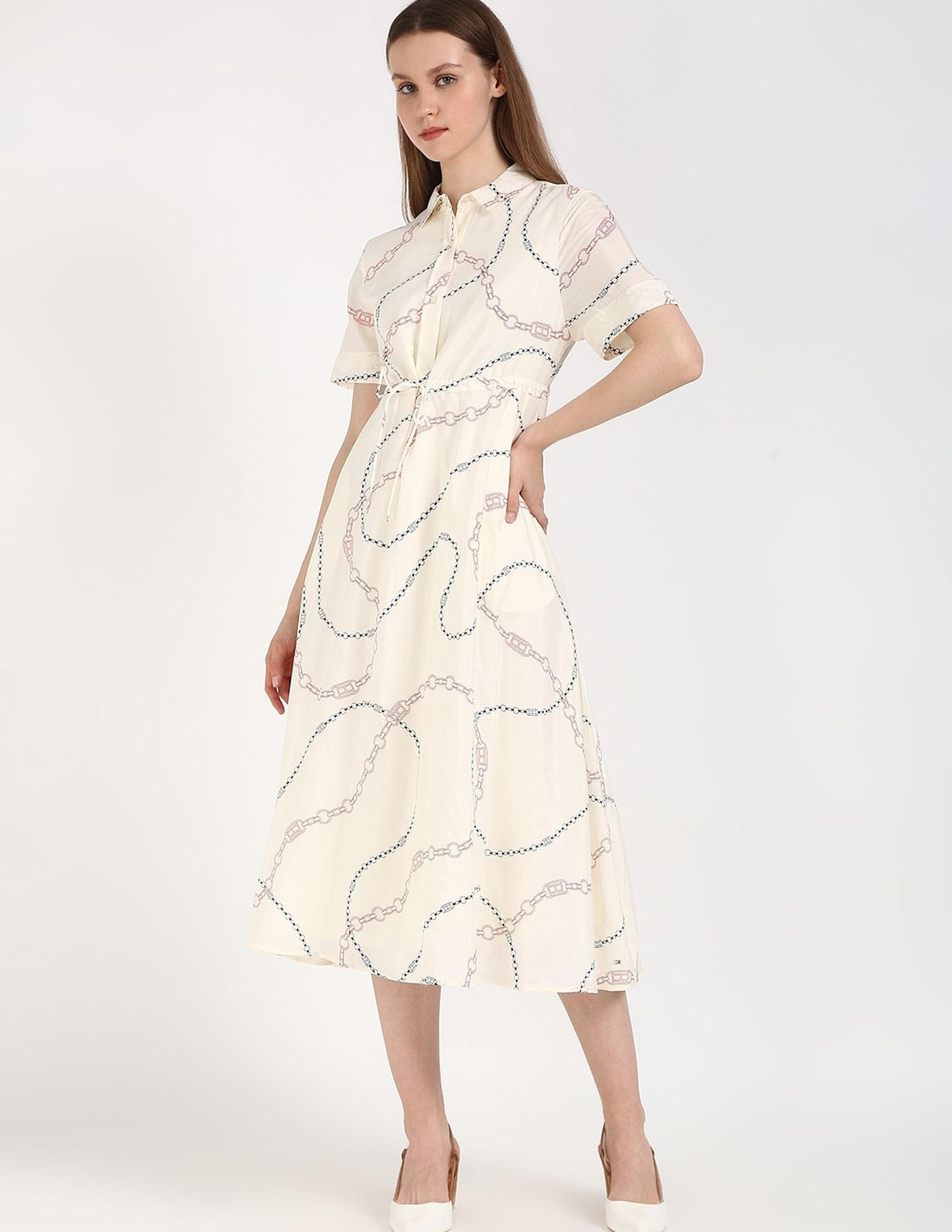 Tommy Hilfiger Cotton Spread Collar A-Line Dress