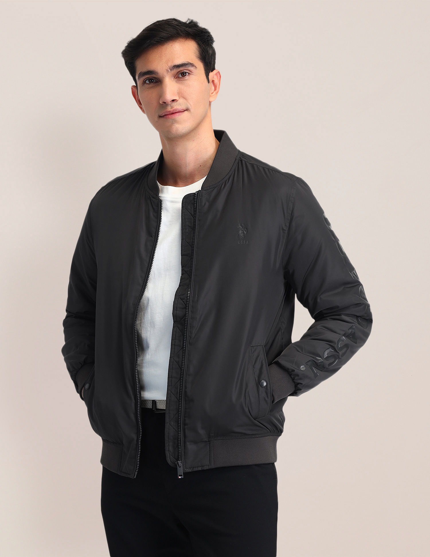 U.S. Polo Assn. Regular Fit Solid Bomber Jacket