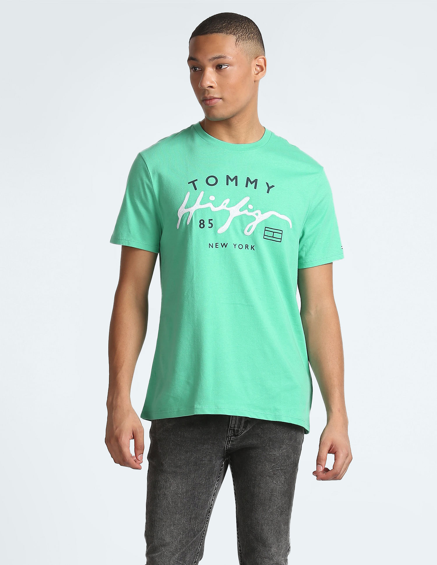 Buy Tommy Hilfiger Brand Embroidered Regular Fit T-Shirt